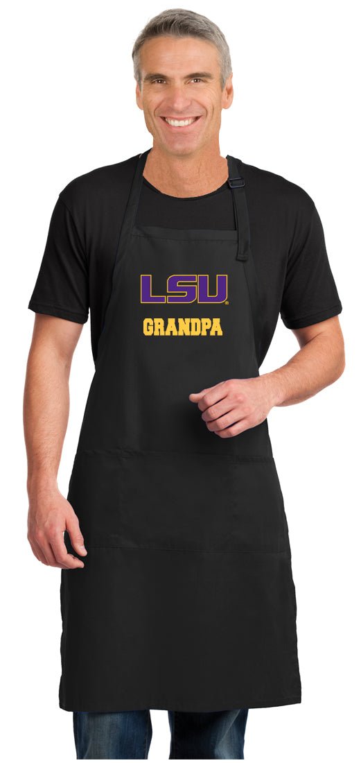 LSU Tigers Large Apron LSU Tigers Apron for Men or Women - Adjustable with Pockets Grandpa on Black