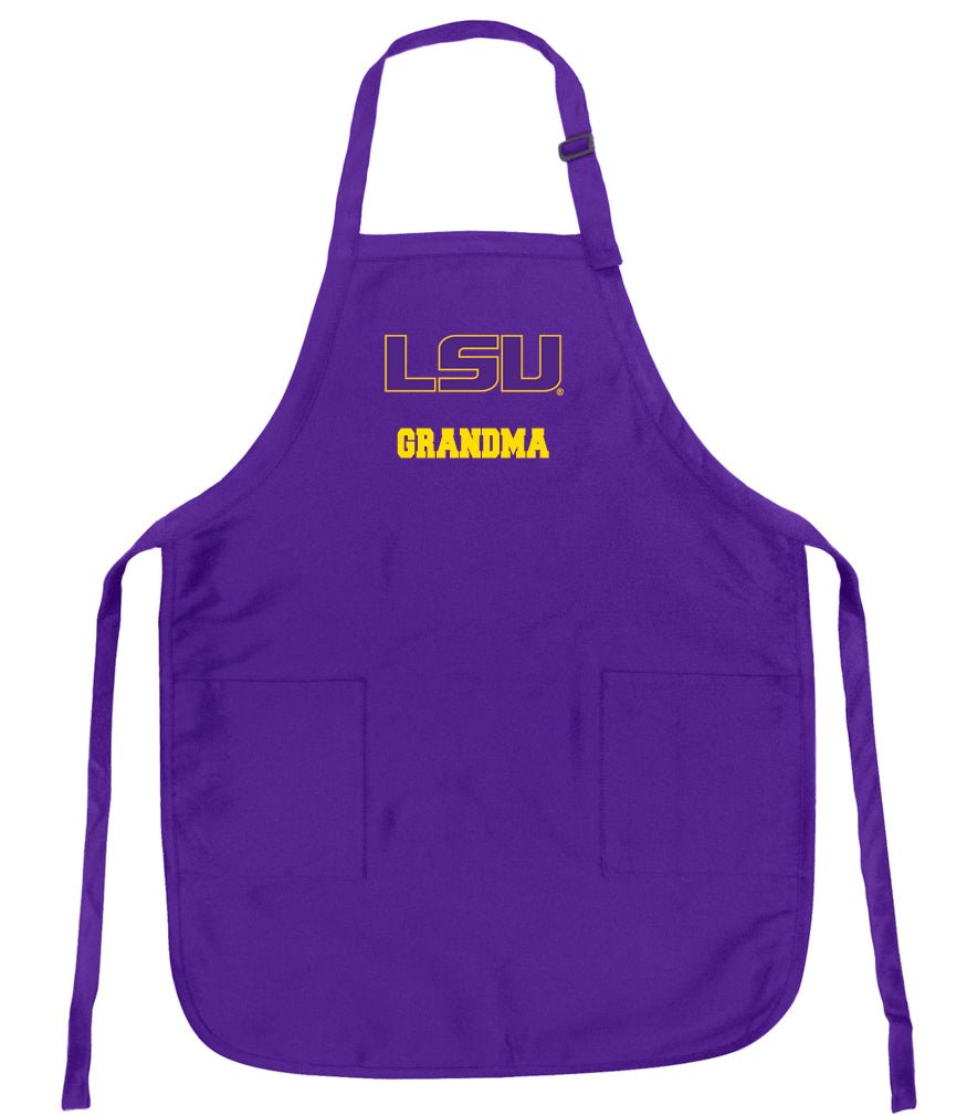 LSU Tigers Apron Official Louisiana State Aprons - Stain Resistant Fabric Grandma on Purple