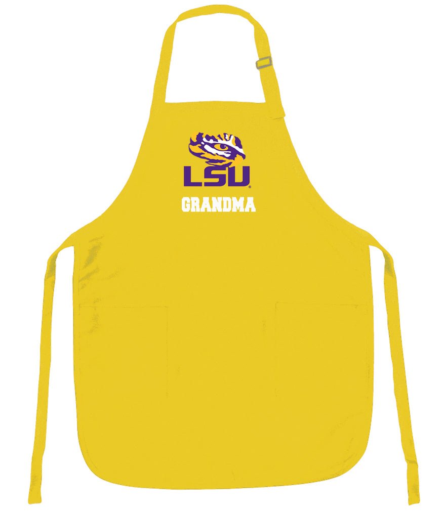 LSU Apron Official LSU Tigers Logo Apron - Stain Resistant Fabric Grandma on Yellow