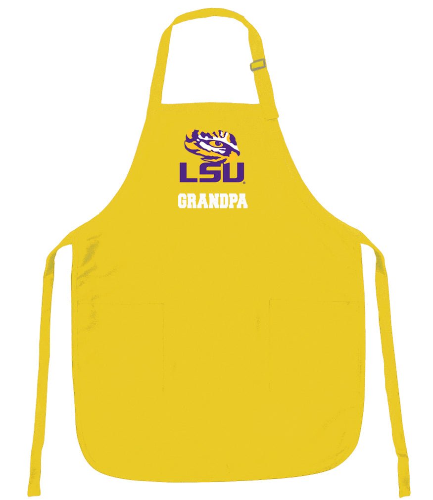 LSU Apron Official LSU Tigers Logo Apron - Stain Resistant Fabric Grandpa on Yellow