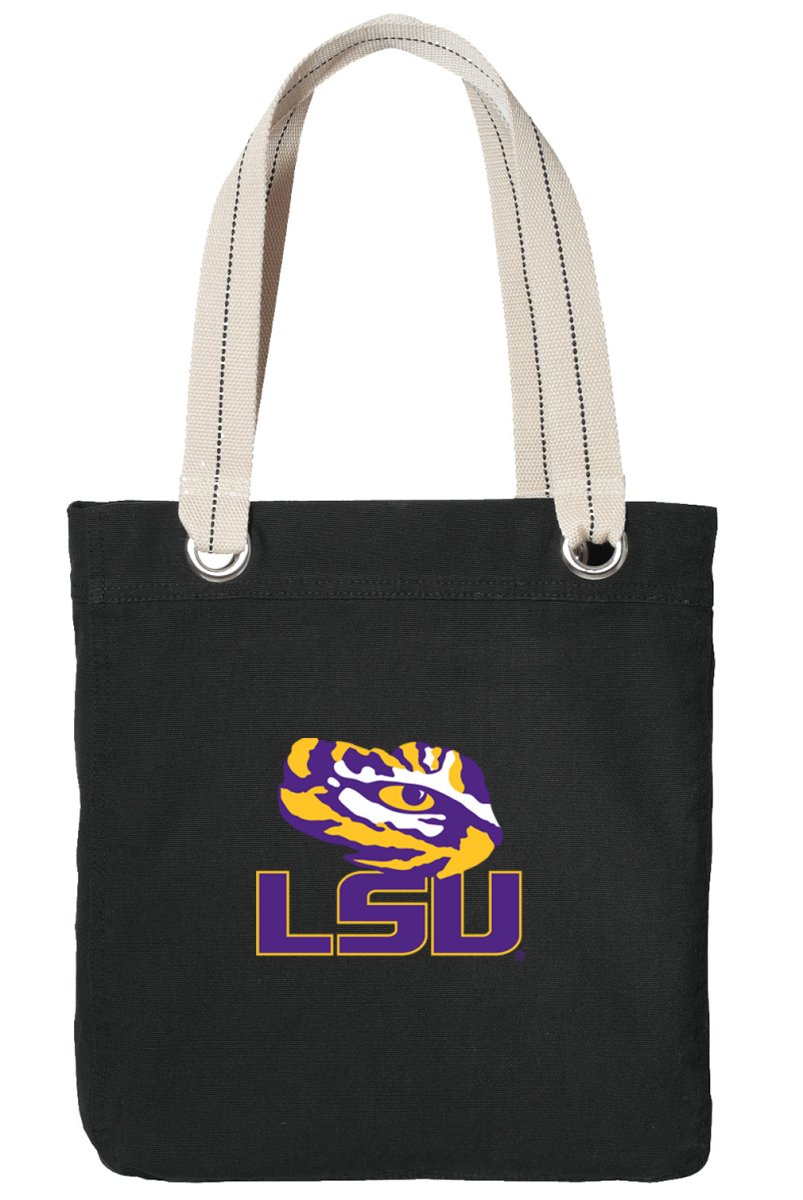 LSU Tote Bag LSU Tigers Deluxe Canvas Shoulder Bag Black