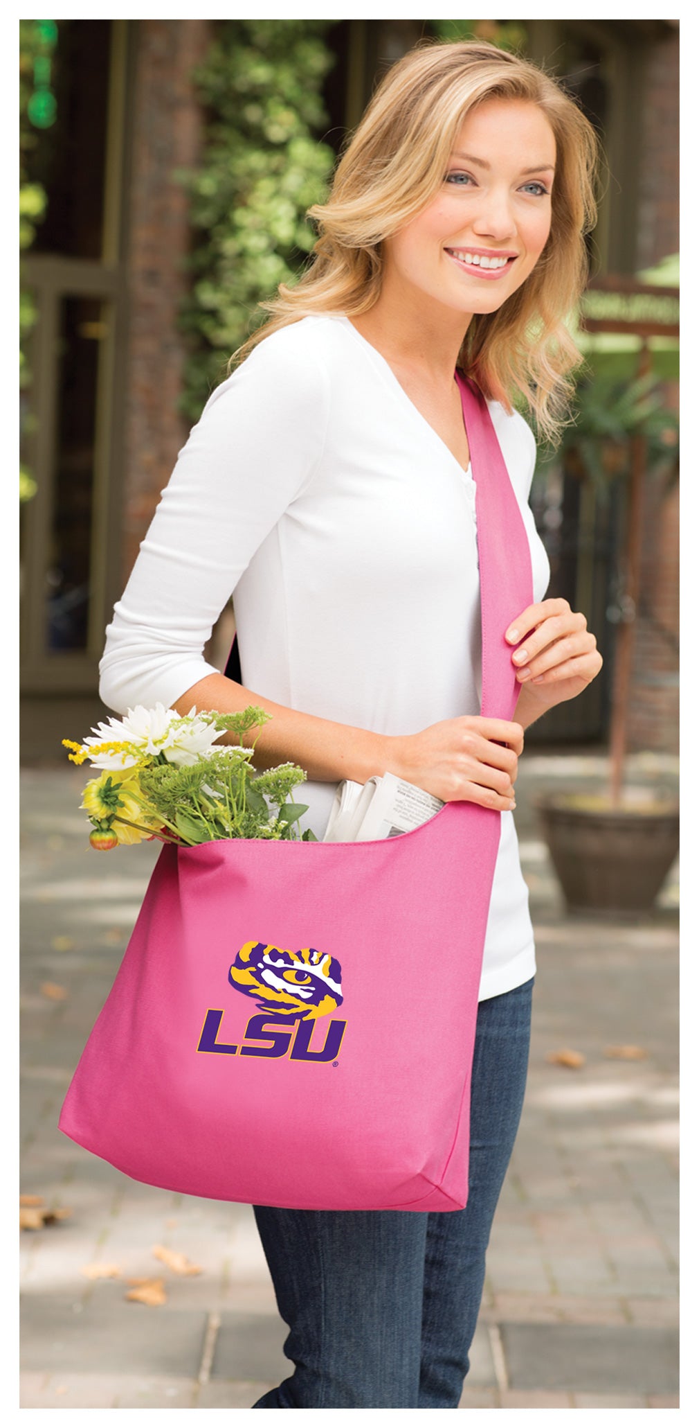 LSU Cross Body Bag LSU Tigers Shoulder Tote Bag - Sling Style Pink