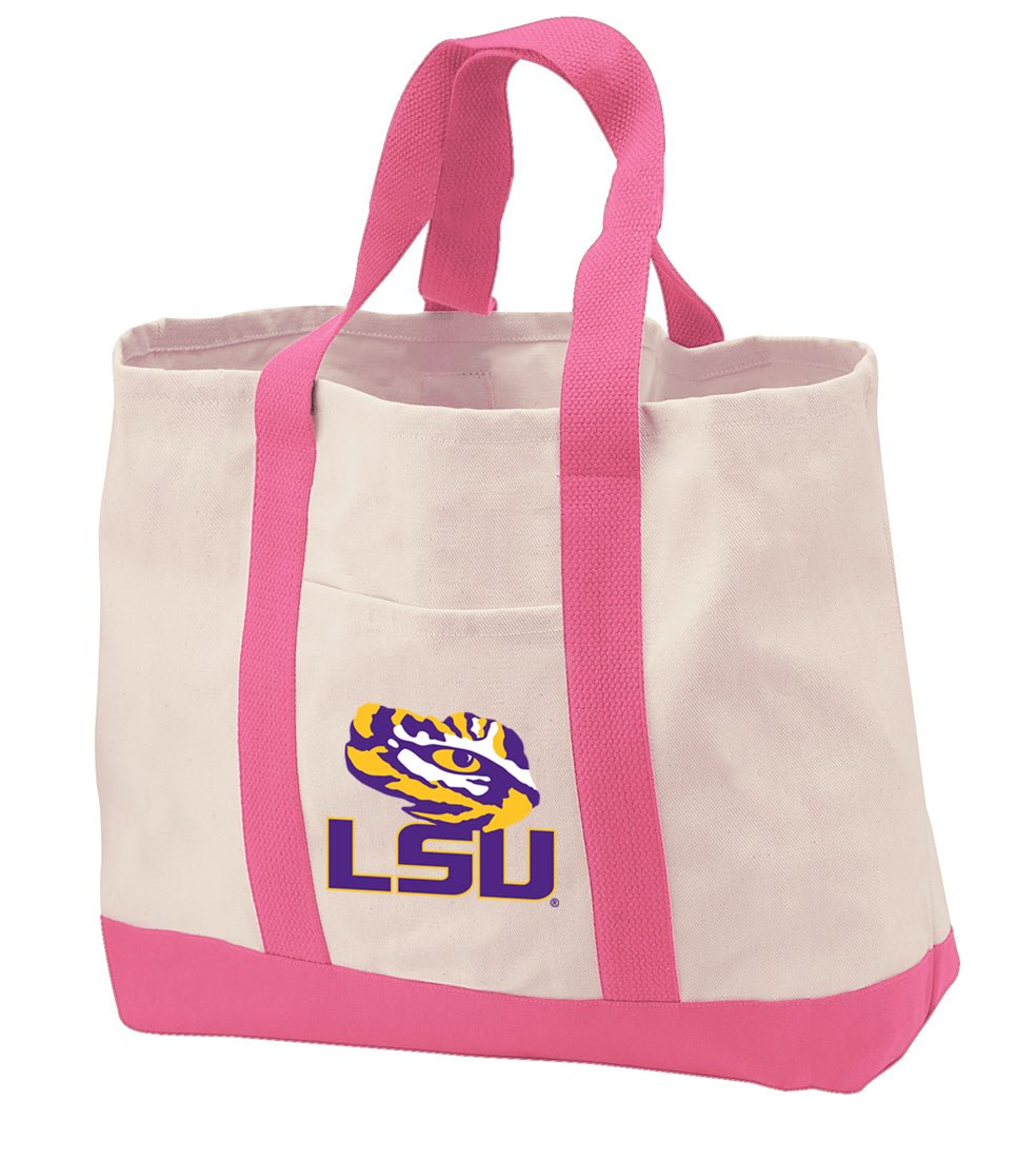 LSU Canvas Tote Bag – Official Louisiana State Tigers Classic Cotton Tote Pink