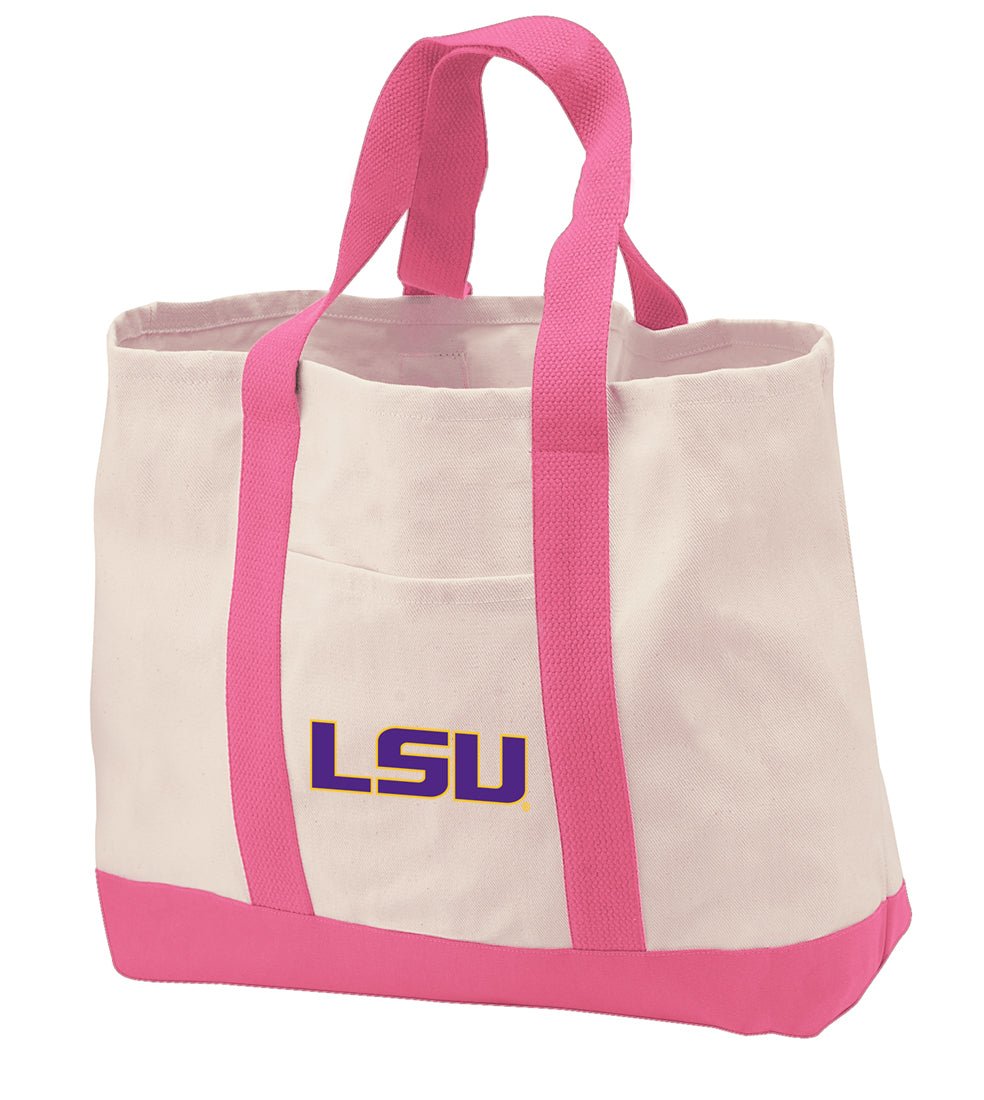 LSU Tigers Canvas Tote Bag LSU Classic Tote Pink