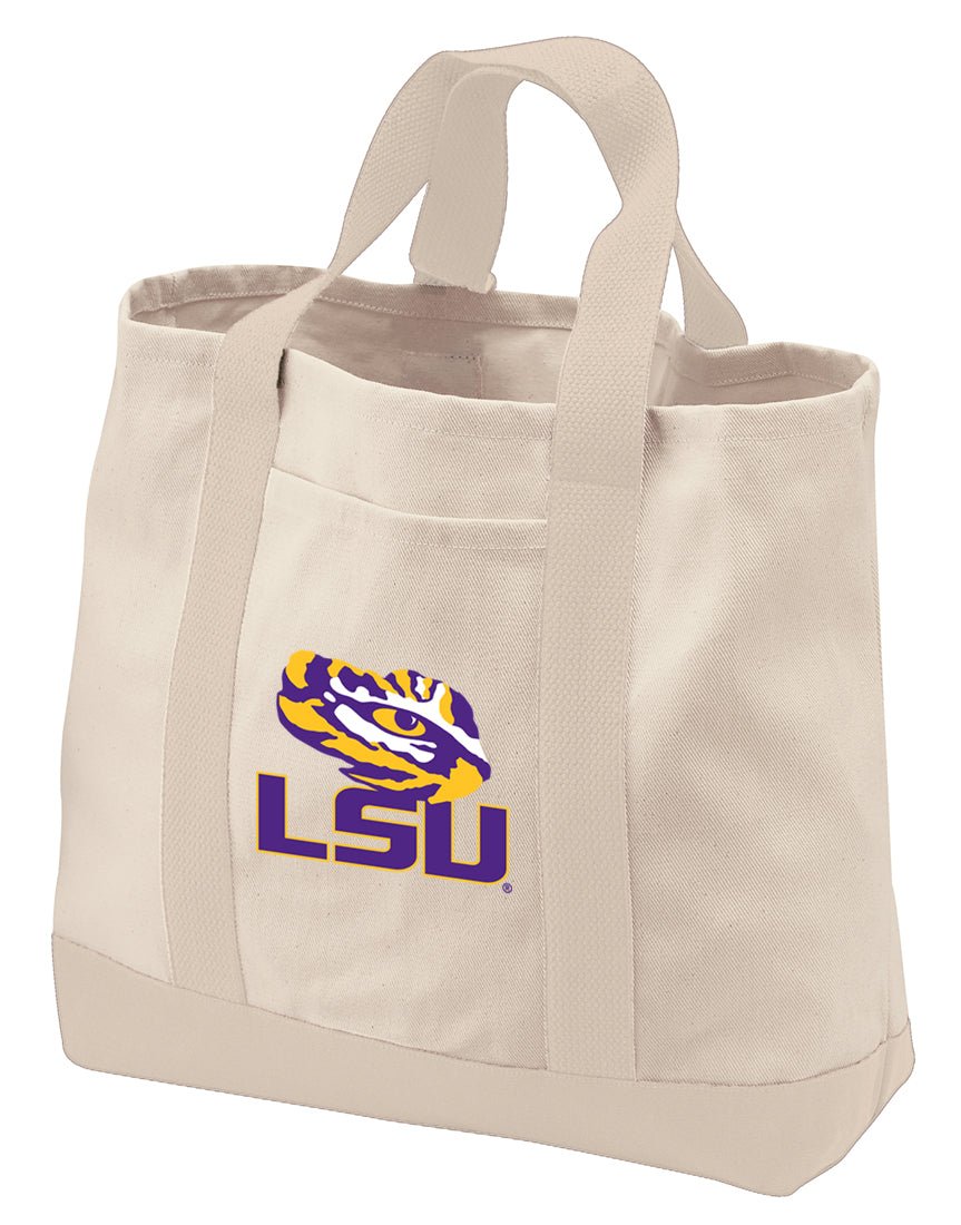 LSU Canvas Tote Bag – Official Louisiana State Tigers Classic Cotton Tote Tan
