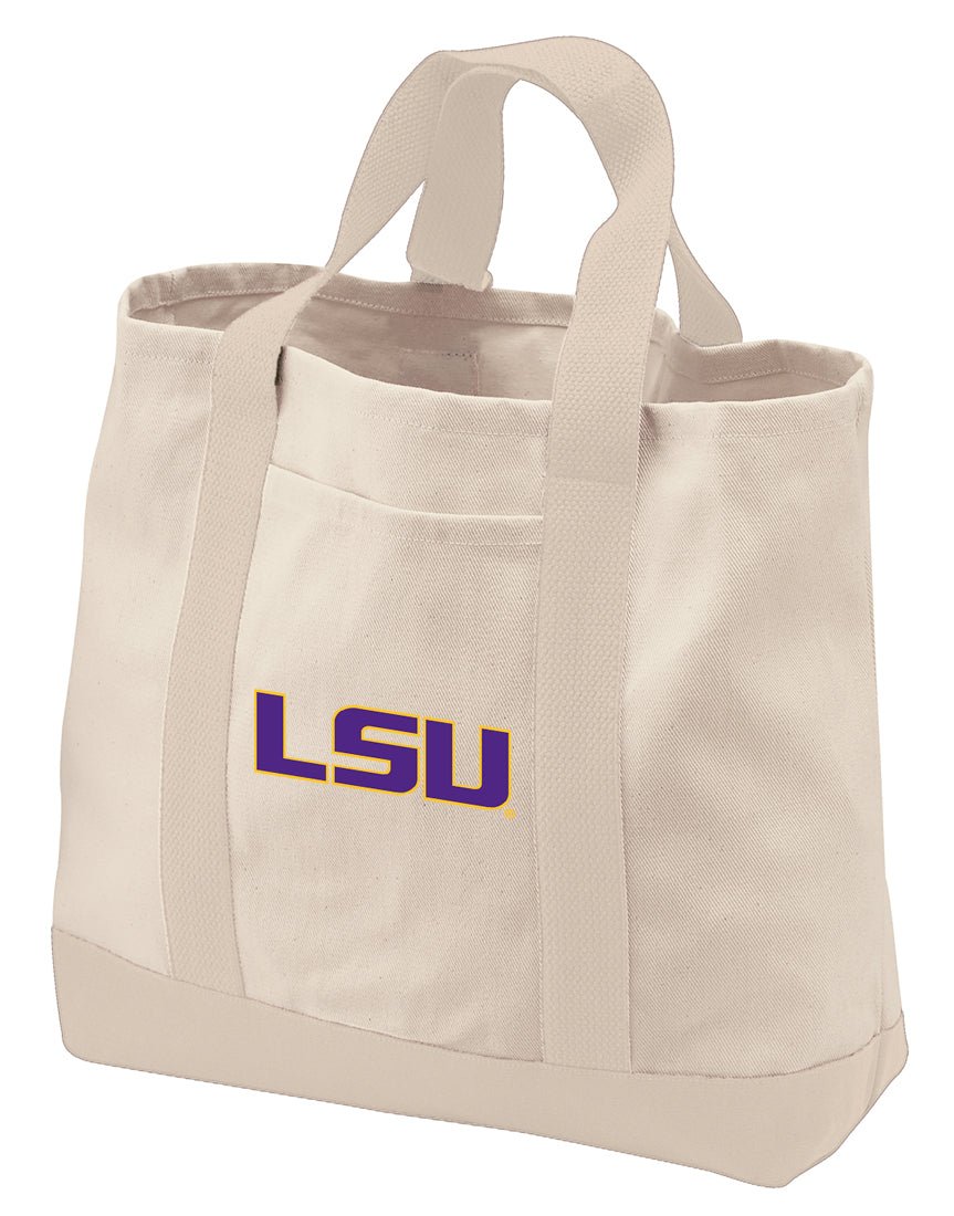 LSU Tigers Canvas Tote Bag LSU Classic Tote Tan