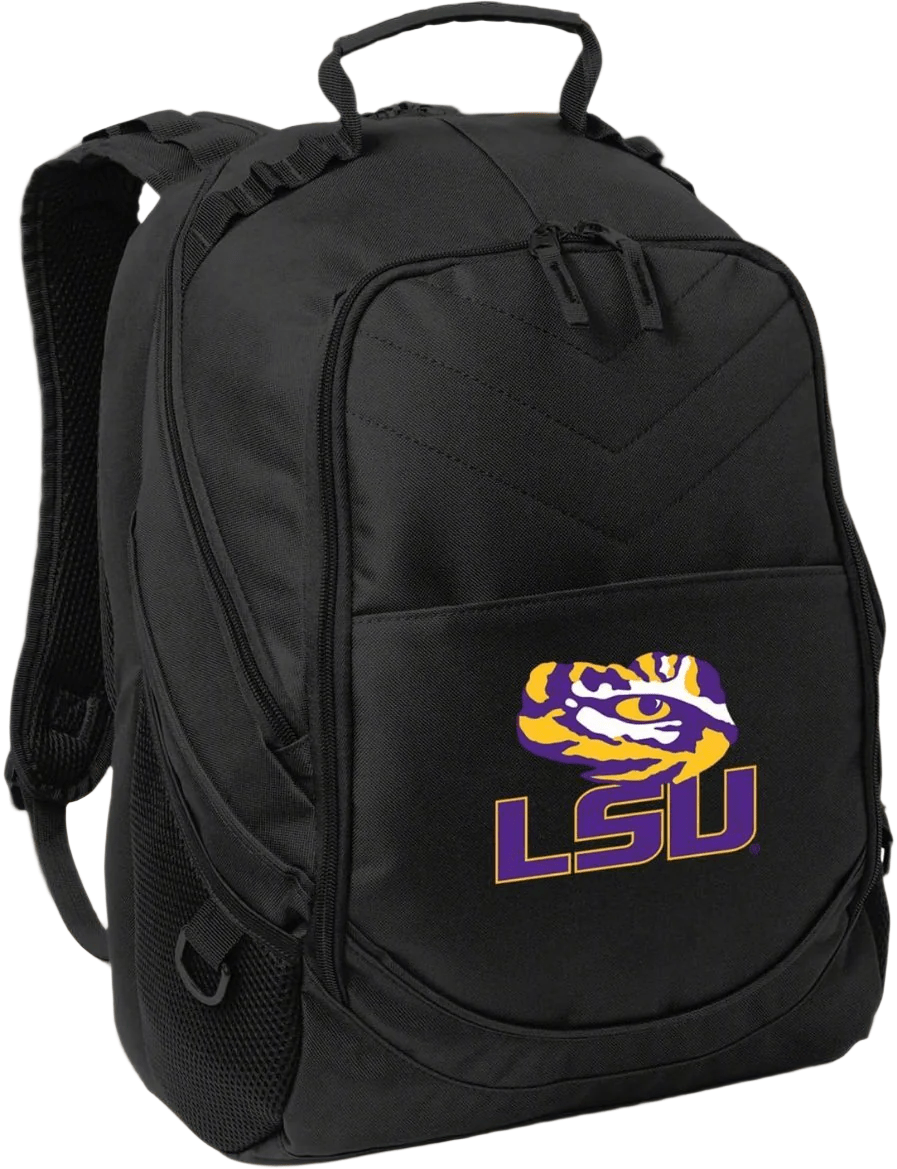 LSU Laptop Backpack – Official Louisiana State Tigers Bookbag – Fits 17″ Laptop, Organizer Panel, NCAA School Gear – 600D Polyester Black