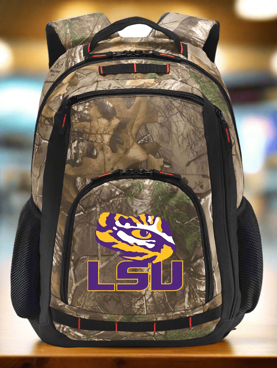 LSU Camo Backpack LSU Tigers Laptop Computer Backpack