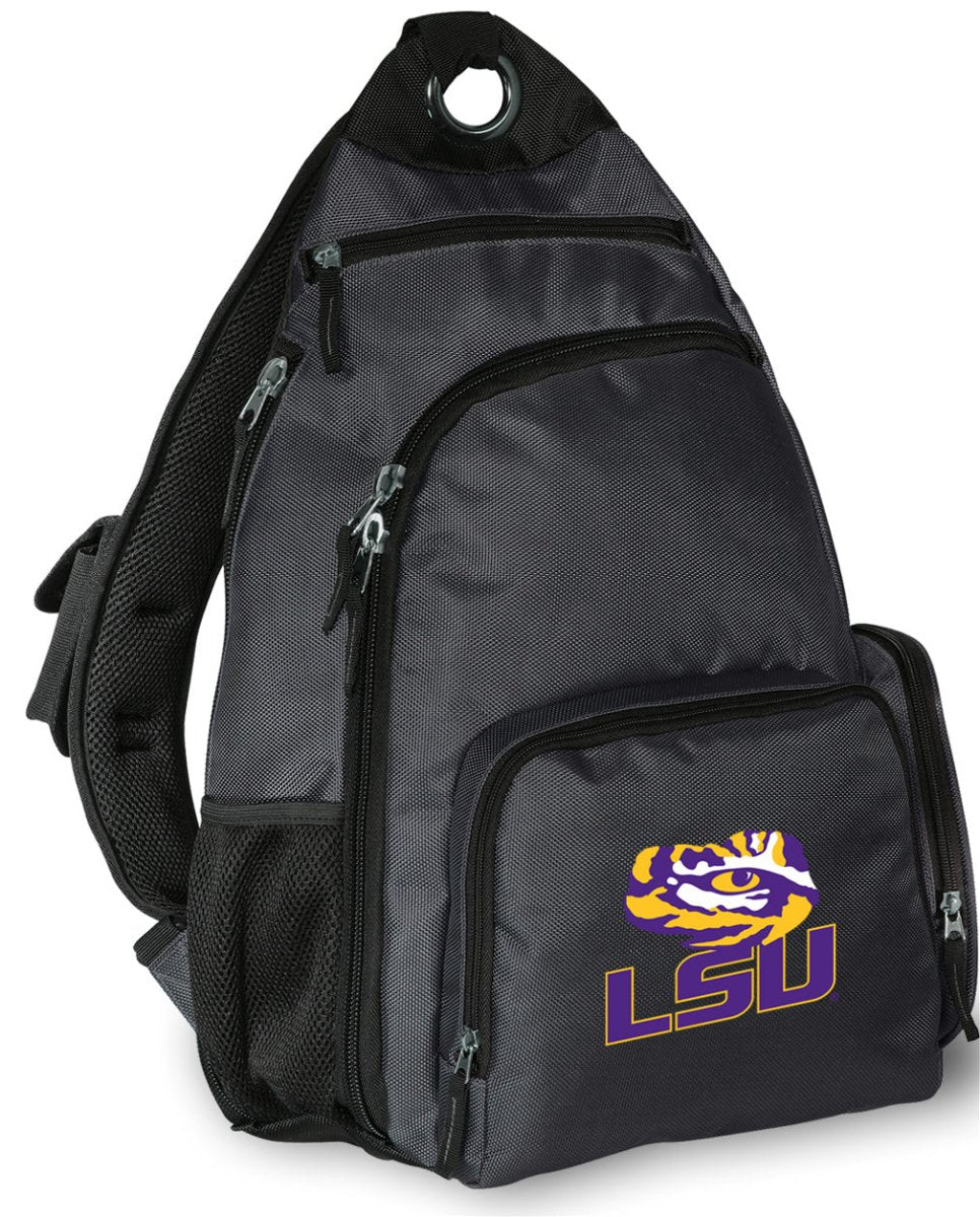 LSU Sling Backpack LSU Tigers Crossbody Bag Gray