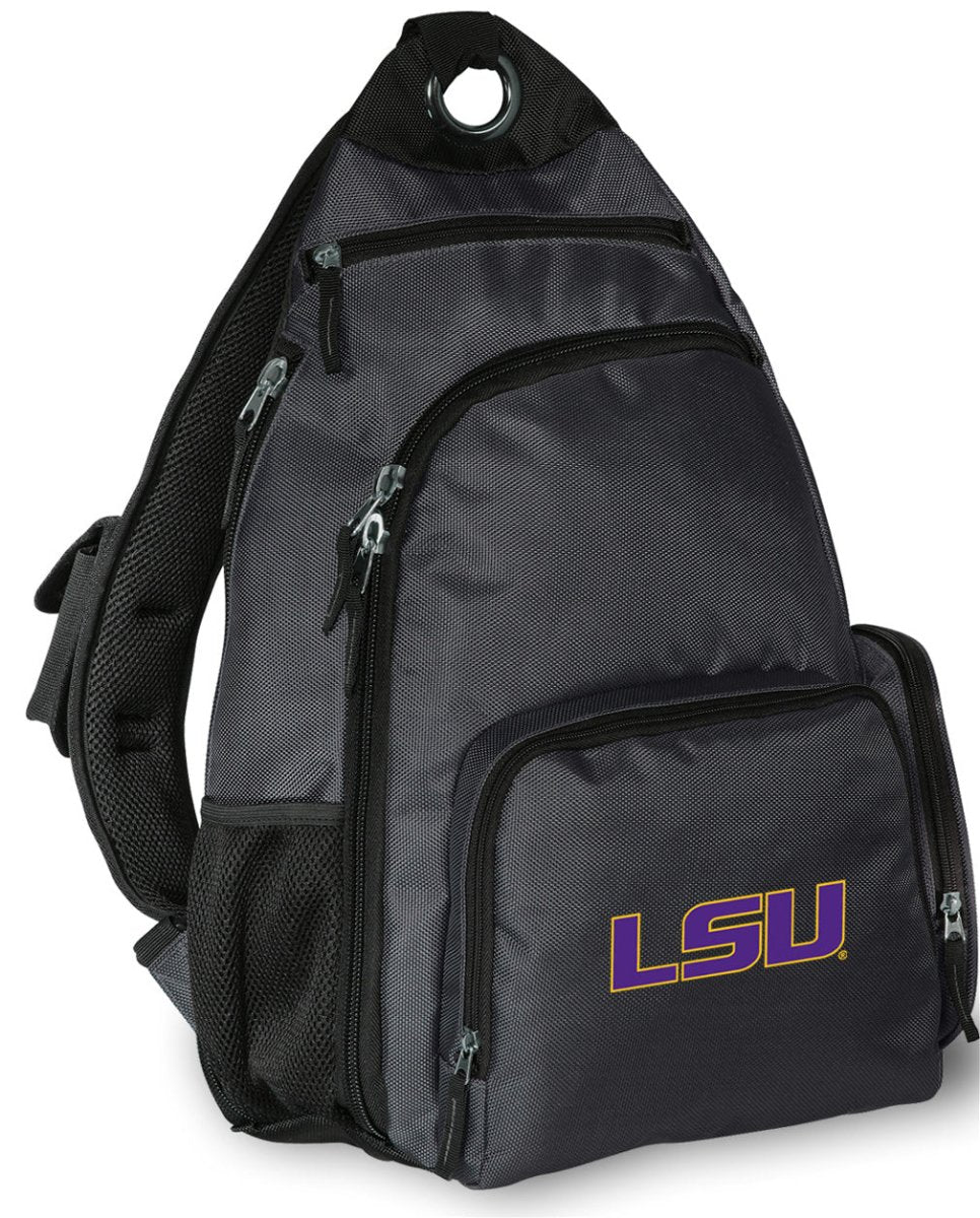 LSU Tigers Sling Backpack LSU Crossbody Bag Gray