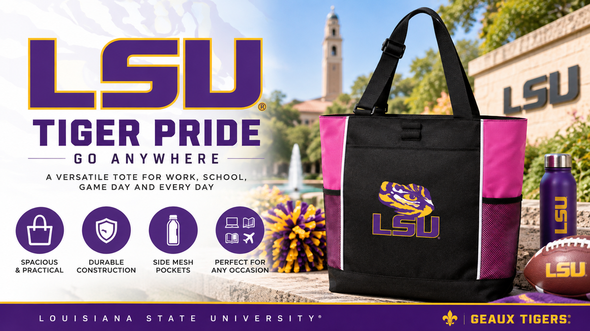 LSU Tote Bag – Official Louisiana State Tigers Carryall Everyday Bag Pink