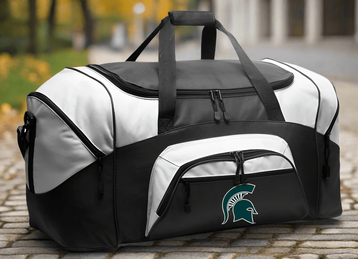 Michigan State Duffel Bag Large MSU Spartans Suitcase Luggage Bag Black