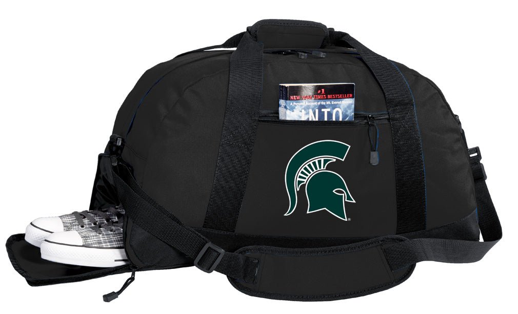 Michigan State Duffel Bag – Official Spartans Medium Gym & Travel Bag with Shoe Pocket – 600D Polyester