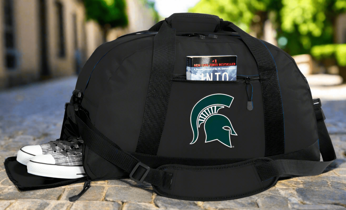Michigan State Duffel Bag – Official Spartans Medium Gym & Travel Bag with Shoe Pocket – 600D Polyester