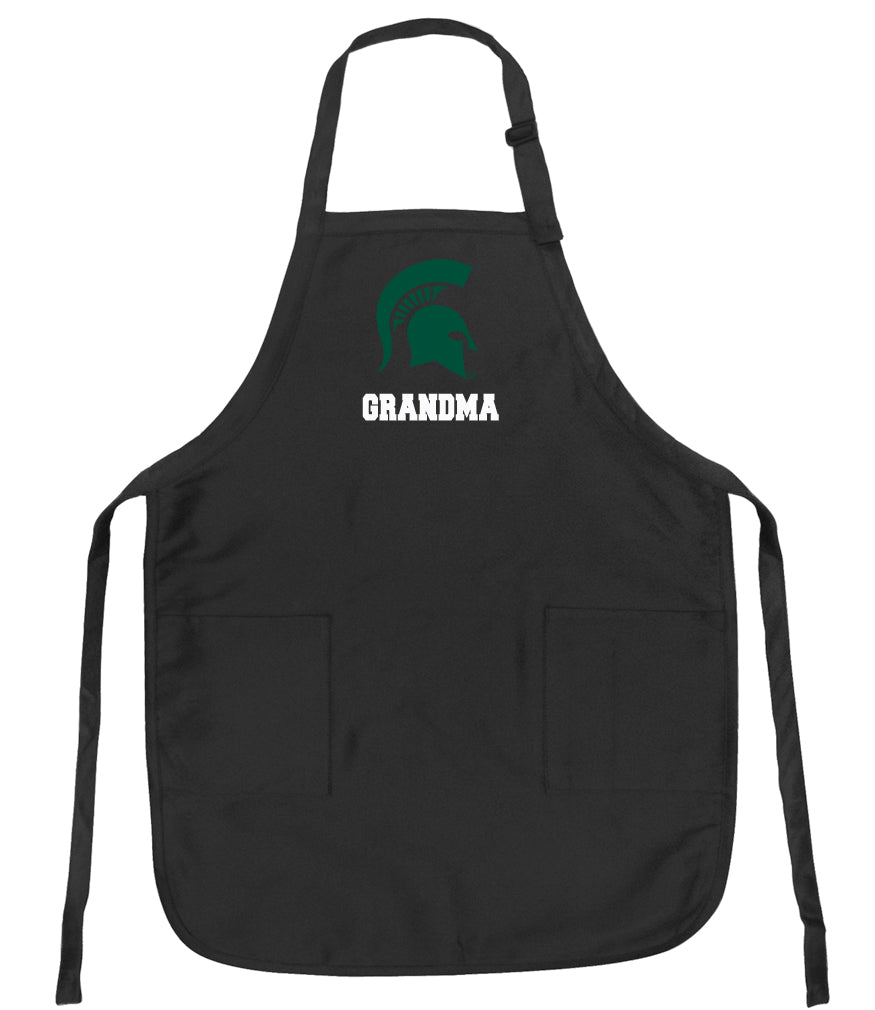 Michigan State Apron MSU Spartans Apron - Stain Resistant Fabric Grandma on Black