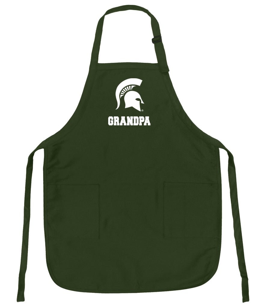 Michigan State Apron MSU Spartans Apron - Stain Resistant Fabric Grandpa on Green