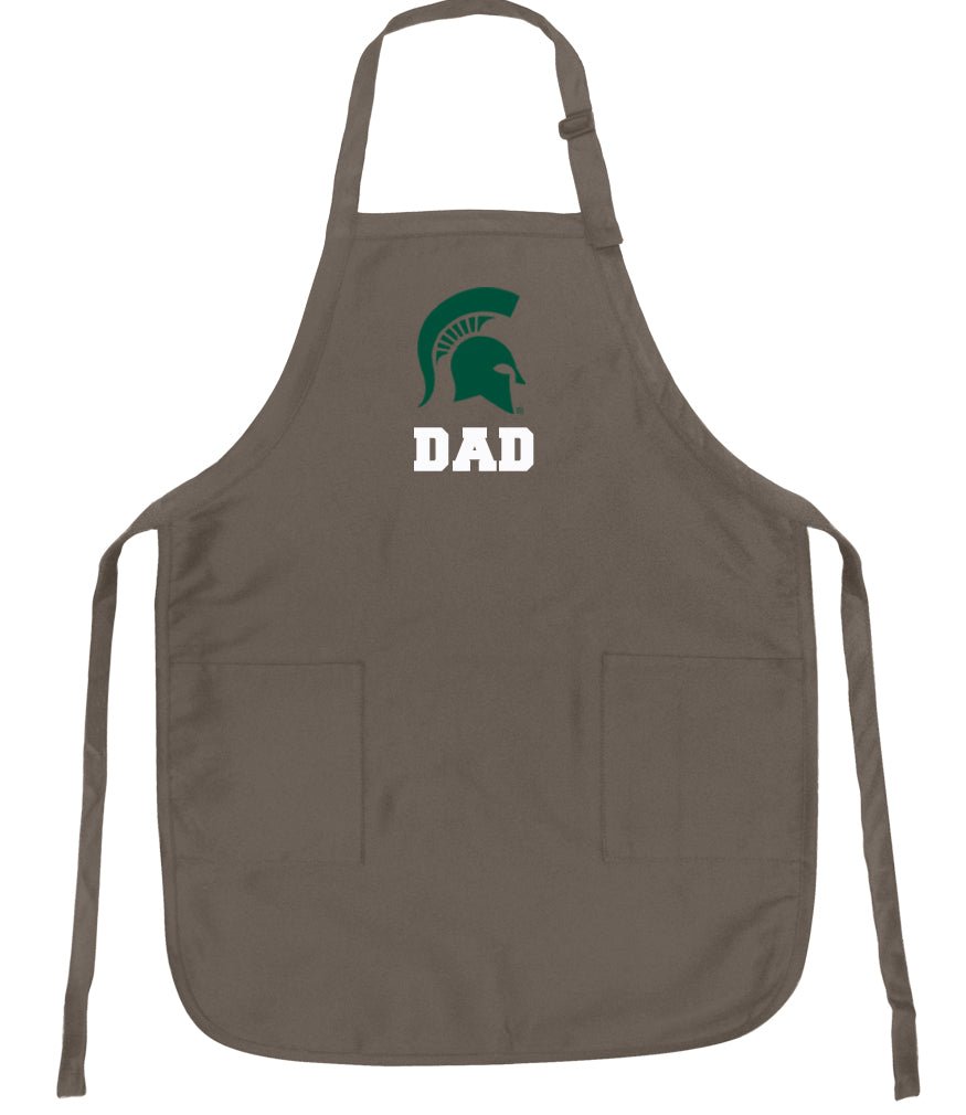 Michigan State Apron MSU Spartans Apron - Stain Resistant Fabric Dad on Khaki