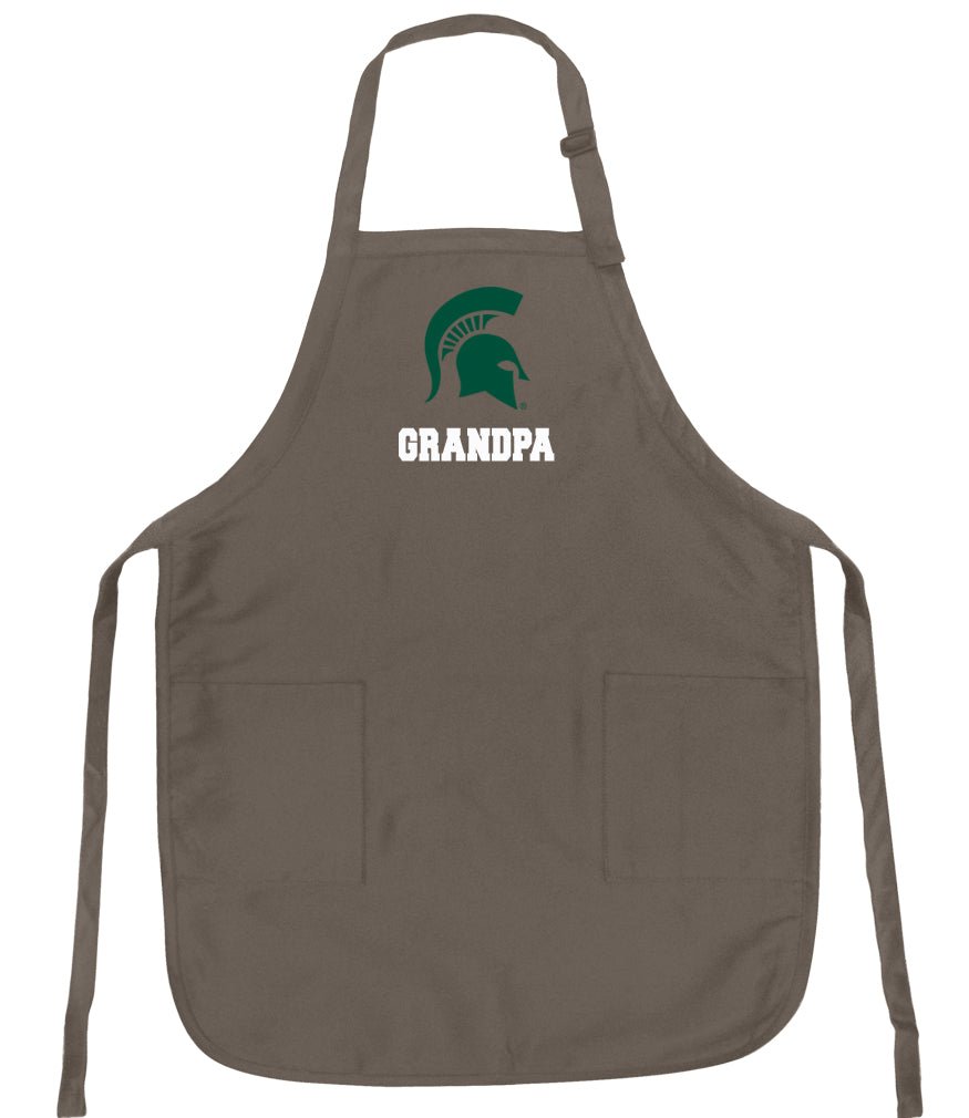 Michigan State Apron MSU Spartans Apron - Stain Resistant Fabric Grandpa on Khaki
