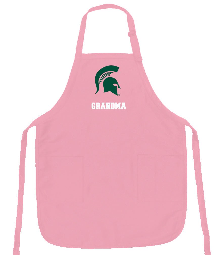 Michigan State Apron MSU Spartans Apron - Stain Resistant Fabric Grandma on Pink