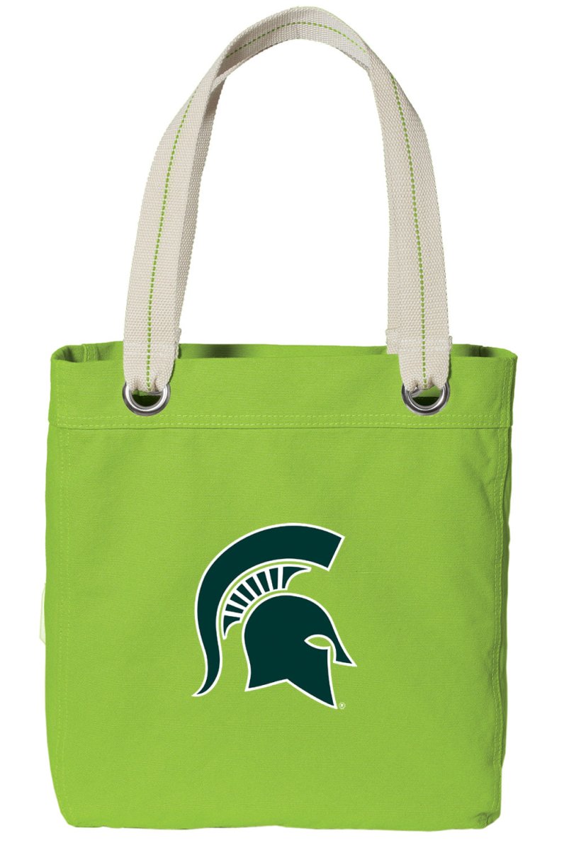Michigan State Tote Bag MSU Spartans Deluxe Canvas Shoulder Bag Green