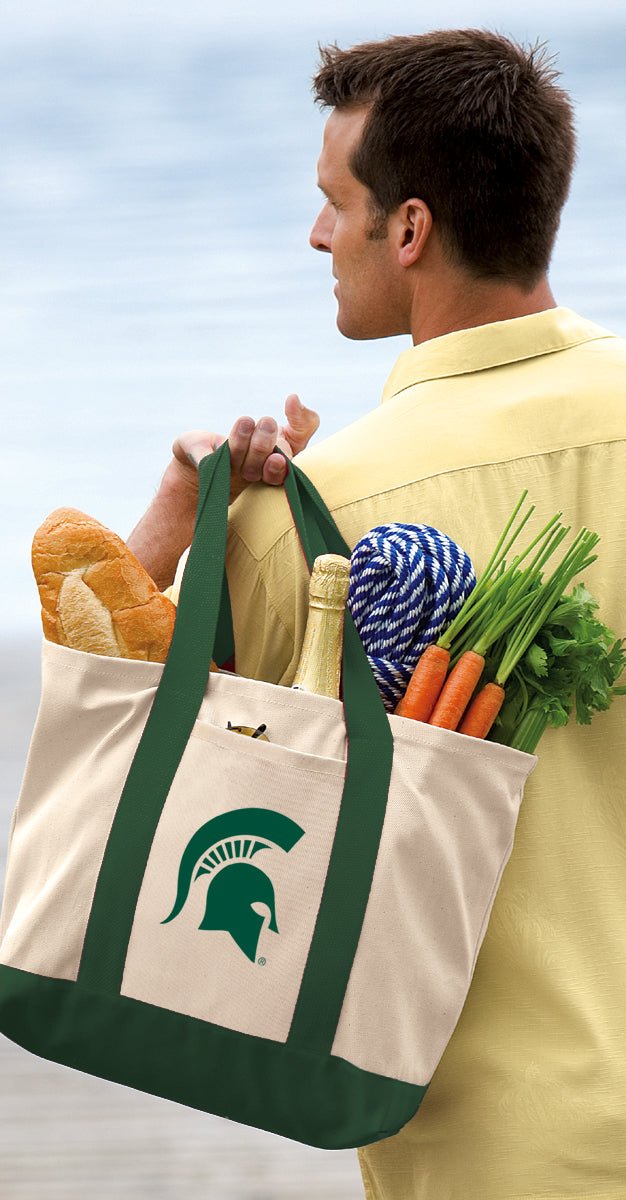 Michigan State Canvas Tote Bag MSU Spartans Classic Tote Dark Green