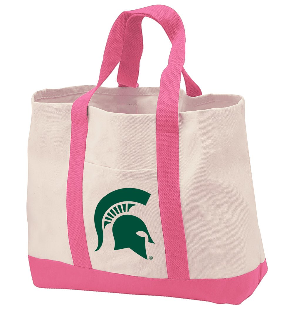 Michigan State Canvas Tote Bag MSU Spartans Classic Tote Pink