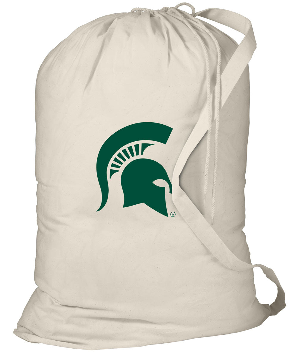 Michigan State Laundry Bag MSU Spartans Clothes Bag Tan