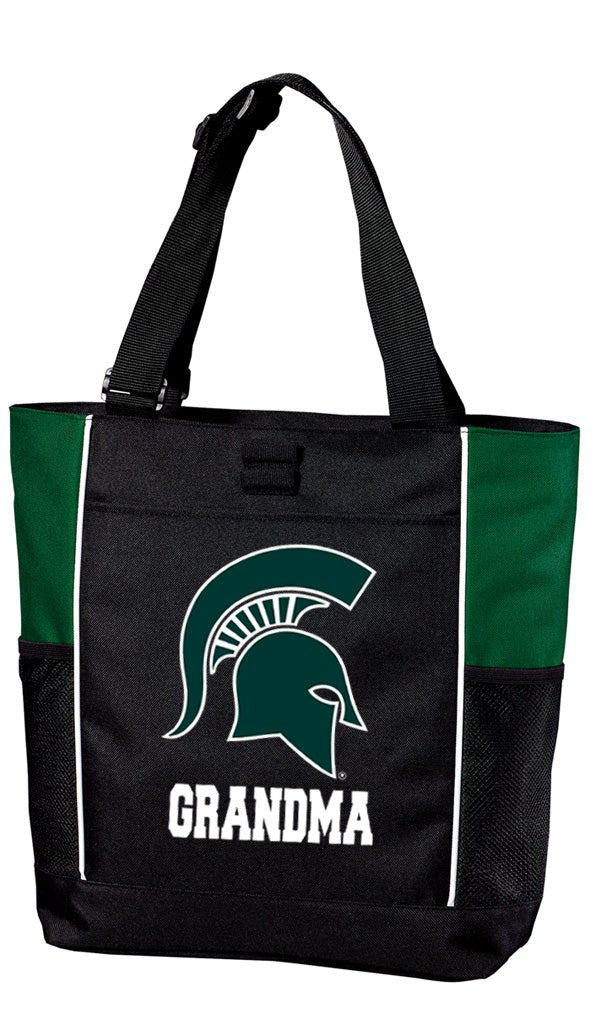 Michigan State Tote Bag MSU Spartans Carryall Tote Grandma on Green