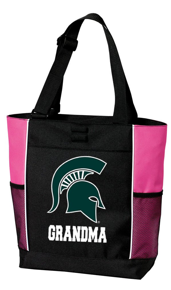 Michigan State Tote Bag MSU Spartans Carryall Tote Grandma on Pink