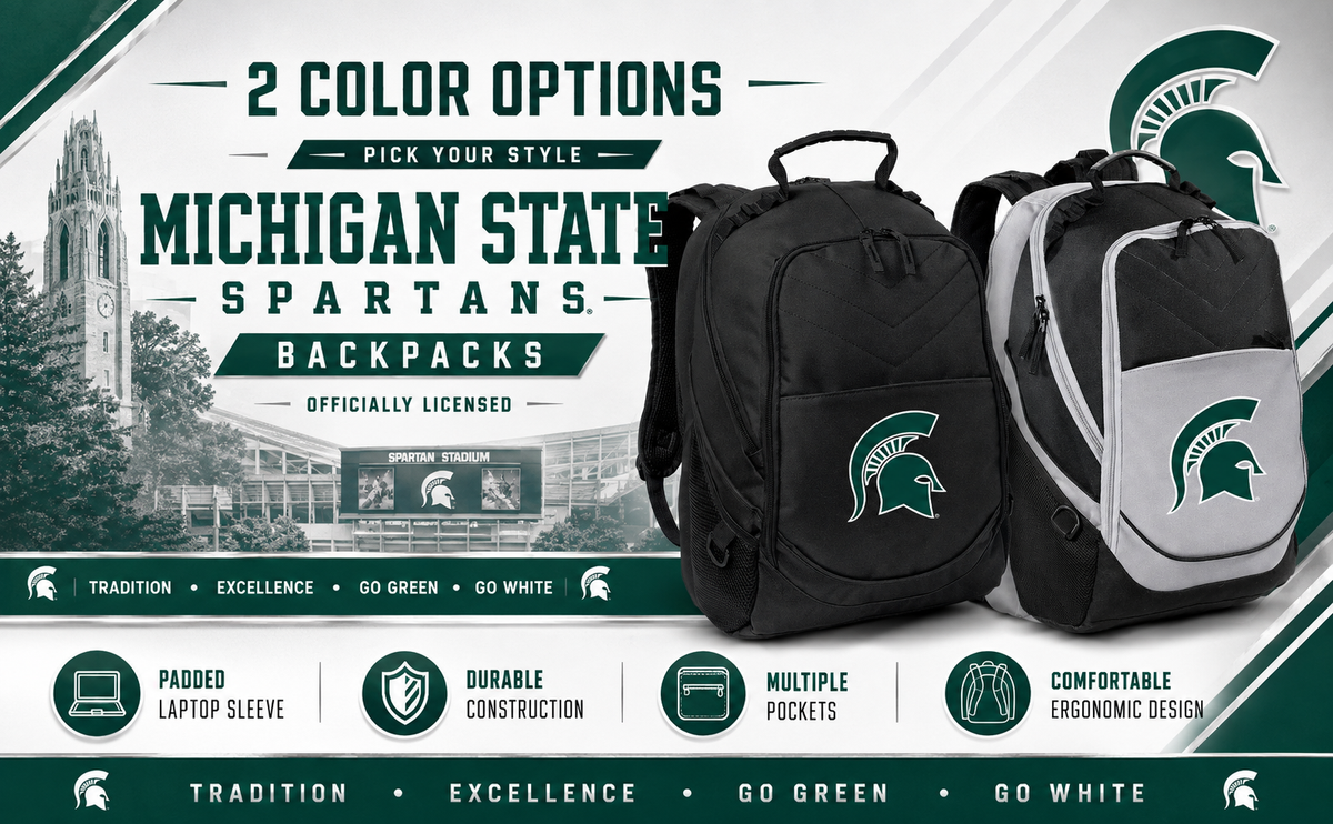 Michigan State Laptop Backpack Black and Gray