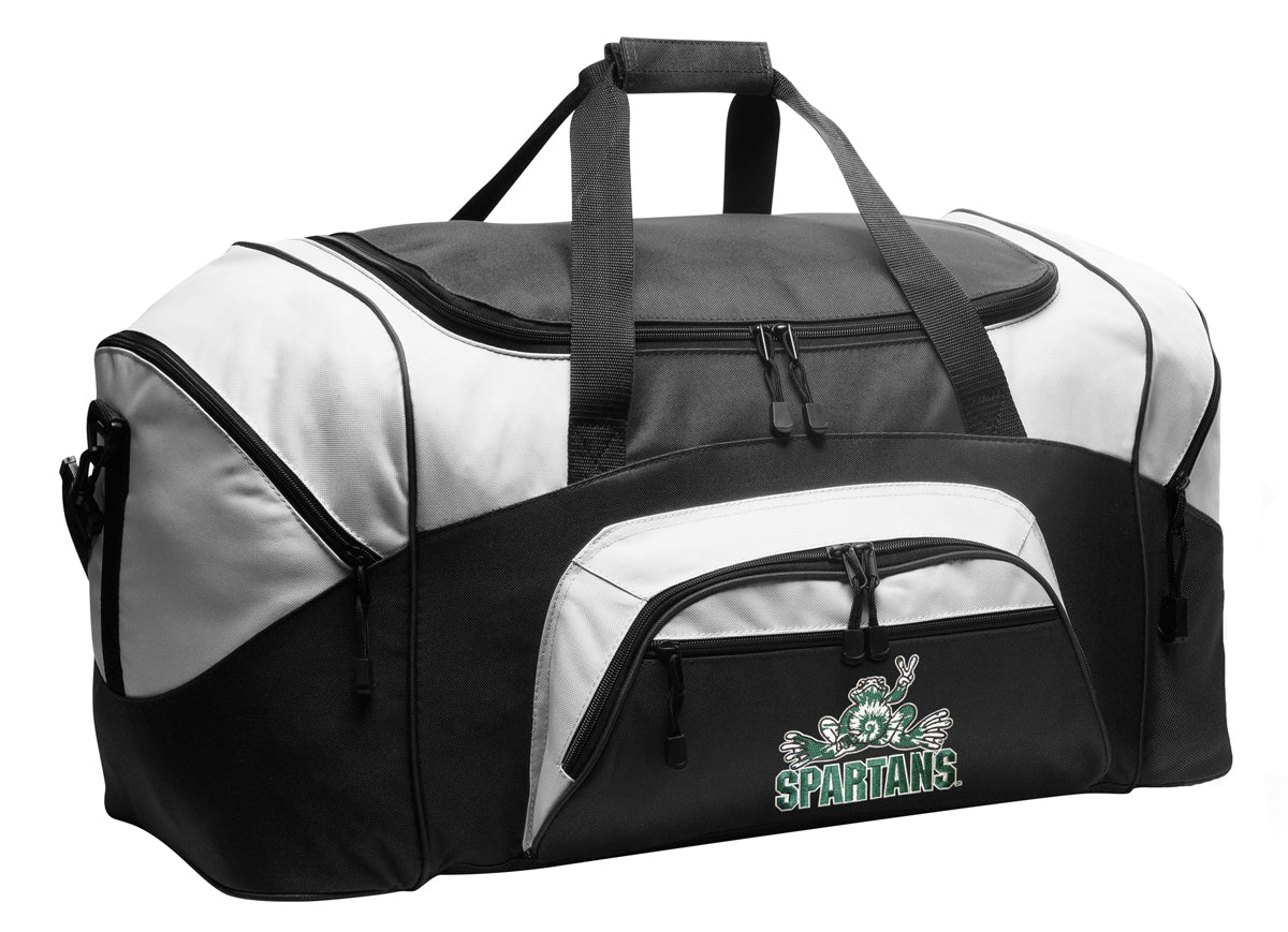 Michigan State Large Duffel Bag MSU Peace Frog Suitcase Luggage Bag Black