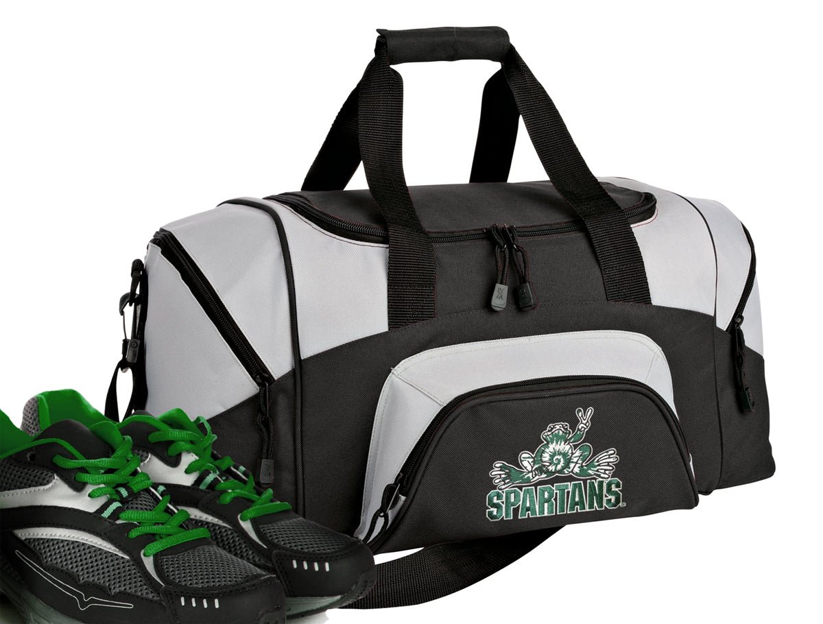Michigan State Small Duffel Bag MSU Peace Frog Carryon Suitcase or Gym Bag Black