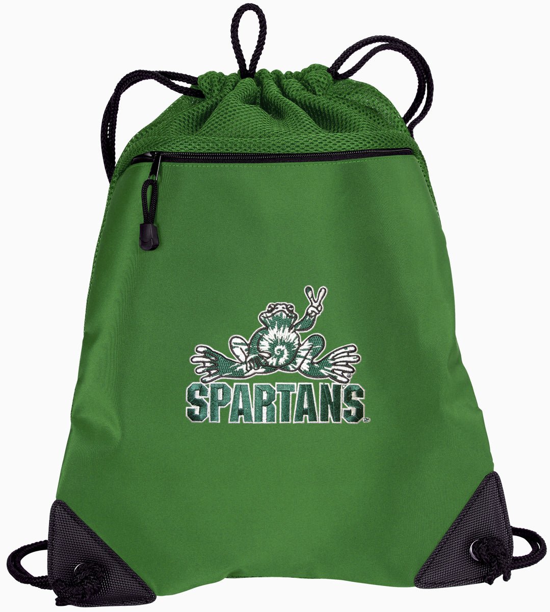 Michigan State Drawstring Backpack MSU Peace Frog Cinch Pack - Mesh & Microfiber Green