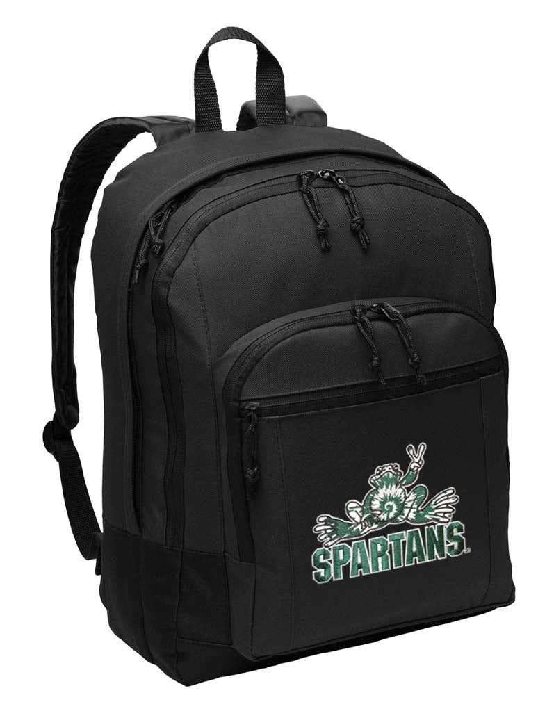 Michigan State Backpack MSU Peace Frog Medium Classic Style Backpack Black