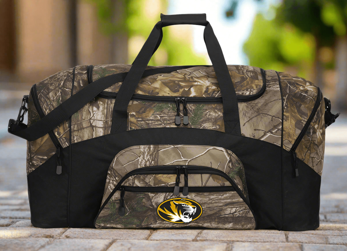 mizzou gear Camo University of Missouri Duffle Bag Or RealTree Camo Mizzou Gym Bag, White