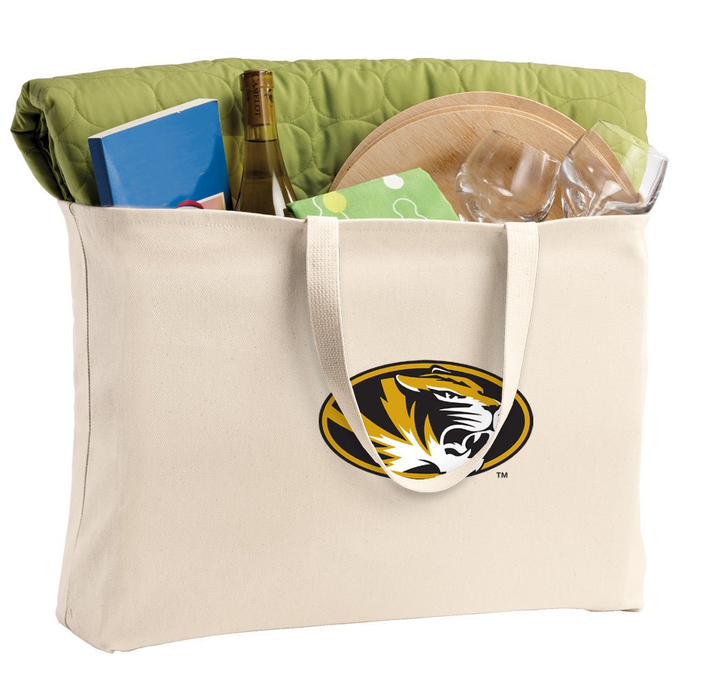 University of Missouri Large Tote Bag Mizzou Jumbo Tote for Beach Pool or Travel Tan