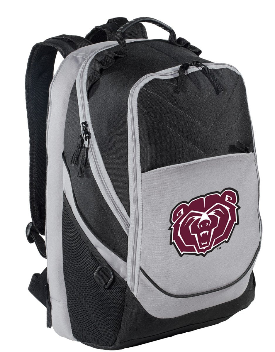 Missouri State Bears Laptop Backpack – Official MSU Bookbag – 17" Laptop Sleeve, NCAA School Gear – 600D Polyester Black and Gray