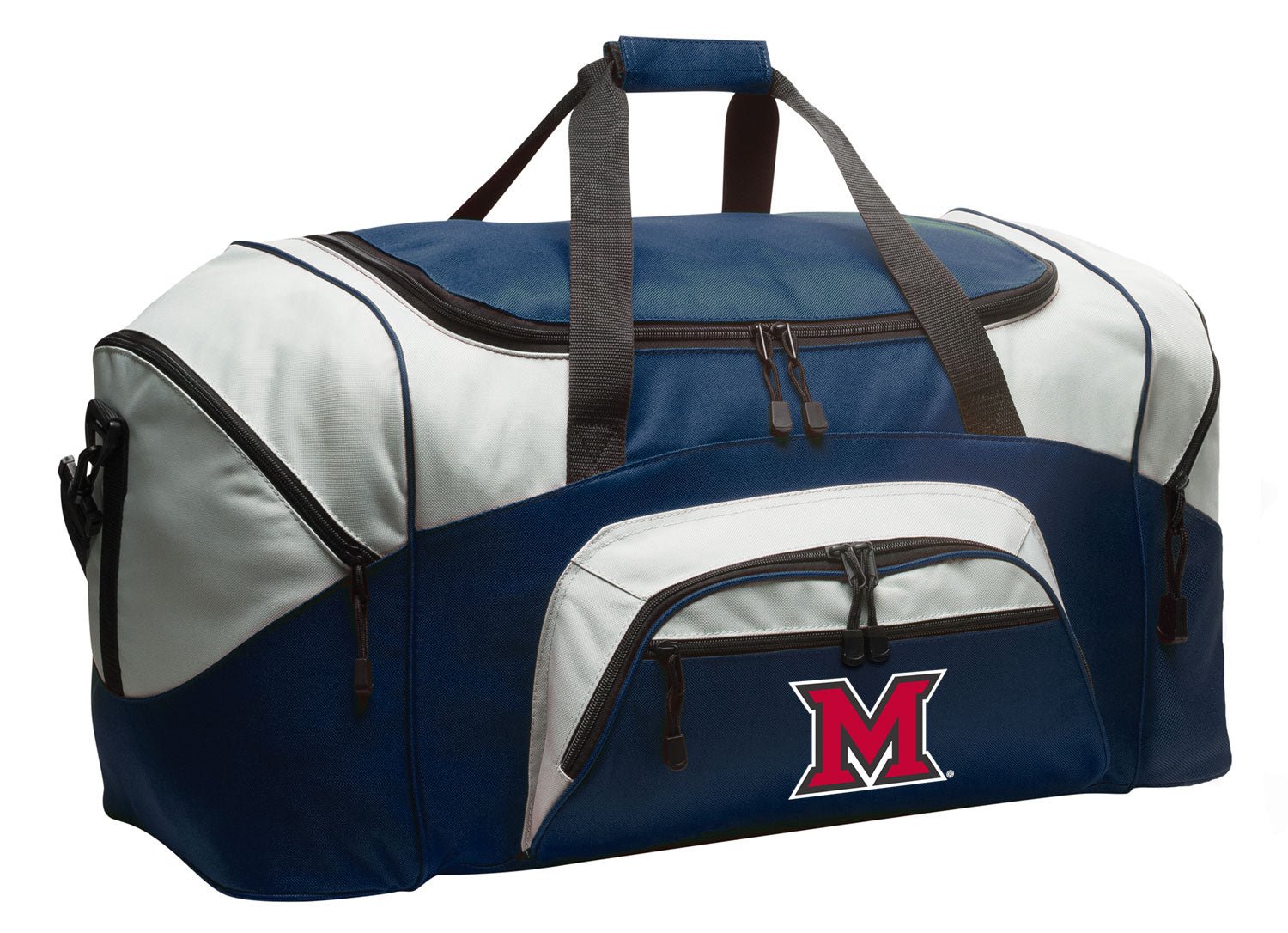 Large Miami RedHawks Duffel Bag – Gym, Travel & Suitcase-Style Gear Bag Navy