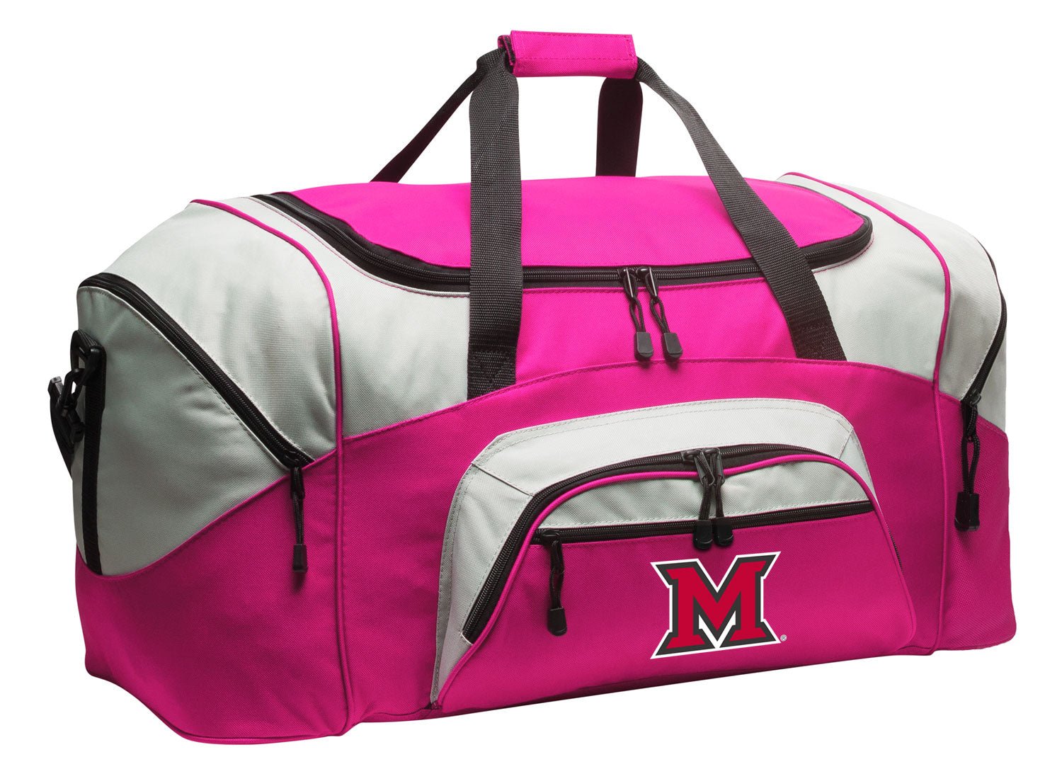 Large Miami RedHawks Duffel Bag – Gym, Travel & Suitcase-Style Gear Bag Pink