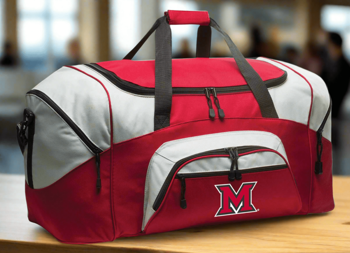 Large Miami RedHawks Duffel Bag – Gym, Travel & Suitcase-Style Gear Bag Red