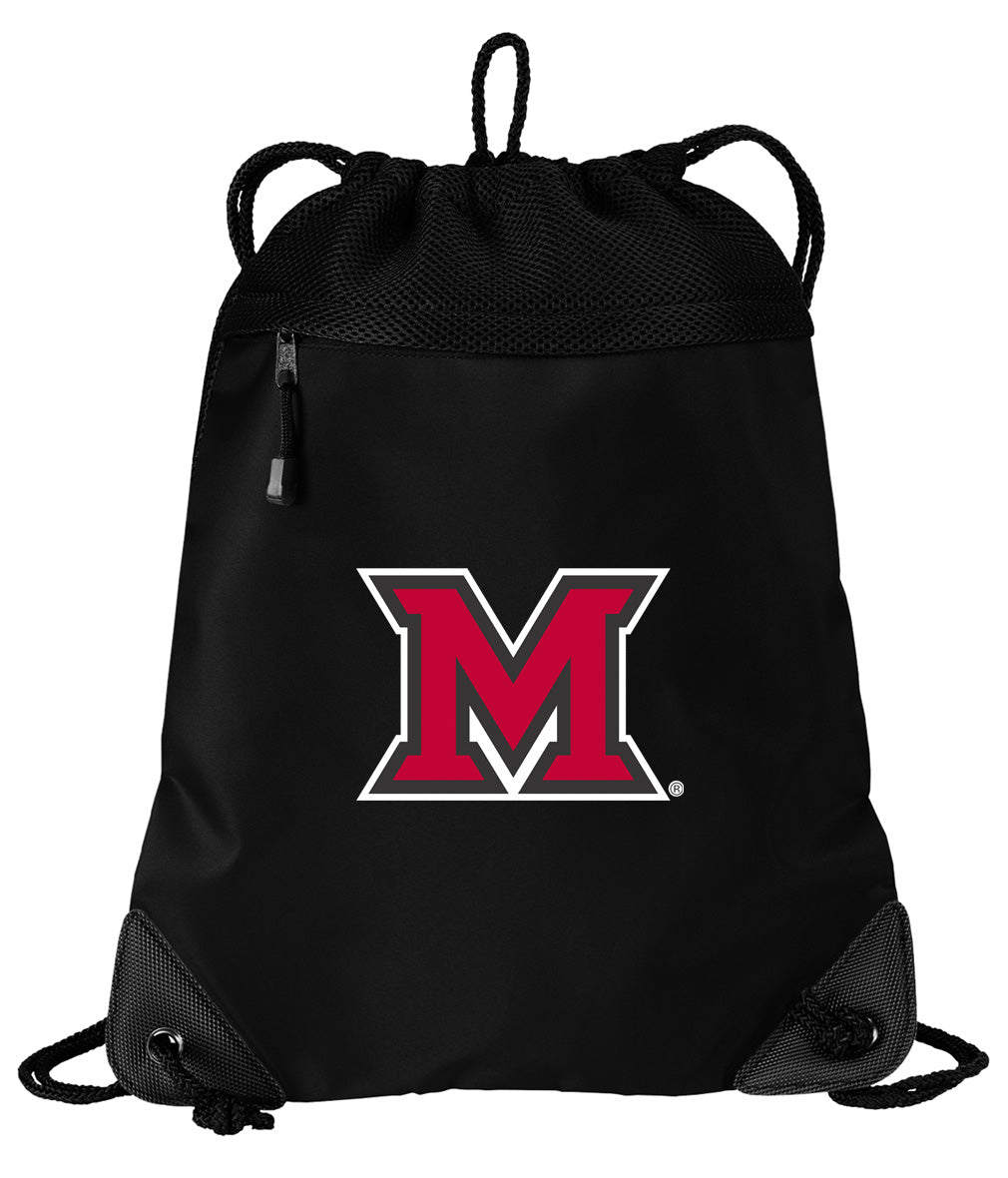 Miami University Drawstring Backpack Miami of Ohio Cinch Pack - Mesh & Microfiber Black