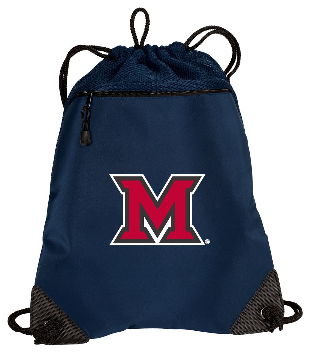 Miami University Drawstring Backpack Miami of Ohio Cinch Pack - Mesh & Microfiber Navy