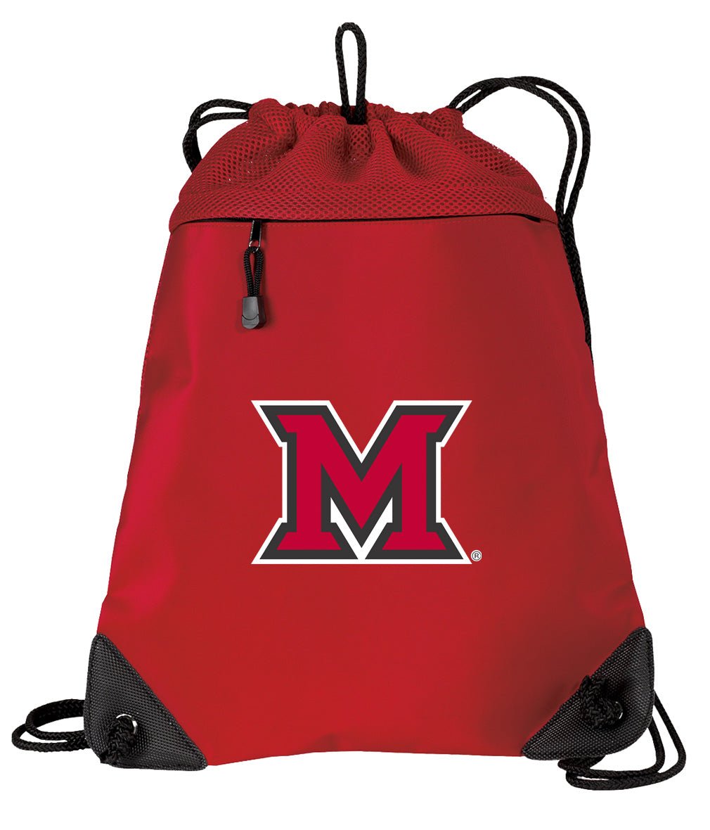 Miami University Drawstring Backpack Miami of Ohio Cinch Pack - Mesh & Microfiber Red
