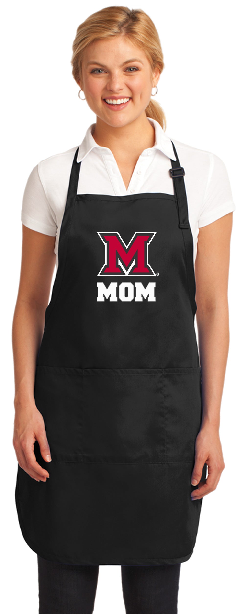 Miami University Apron Official Miami Of Ohio Aprons - Stain Resistant Fabric Mom on Black
