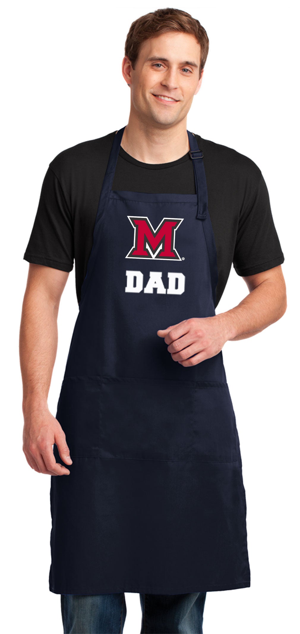 Miami University Large Apron Miami of Ohio Apron for Men or Women - Adjustable with Pockets Dad on Navy
