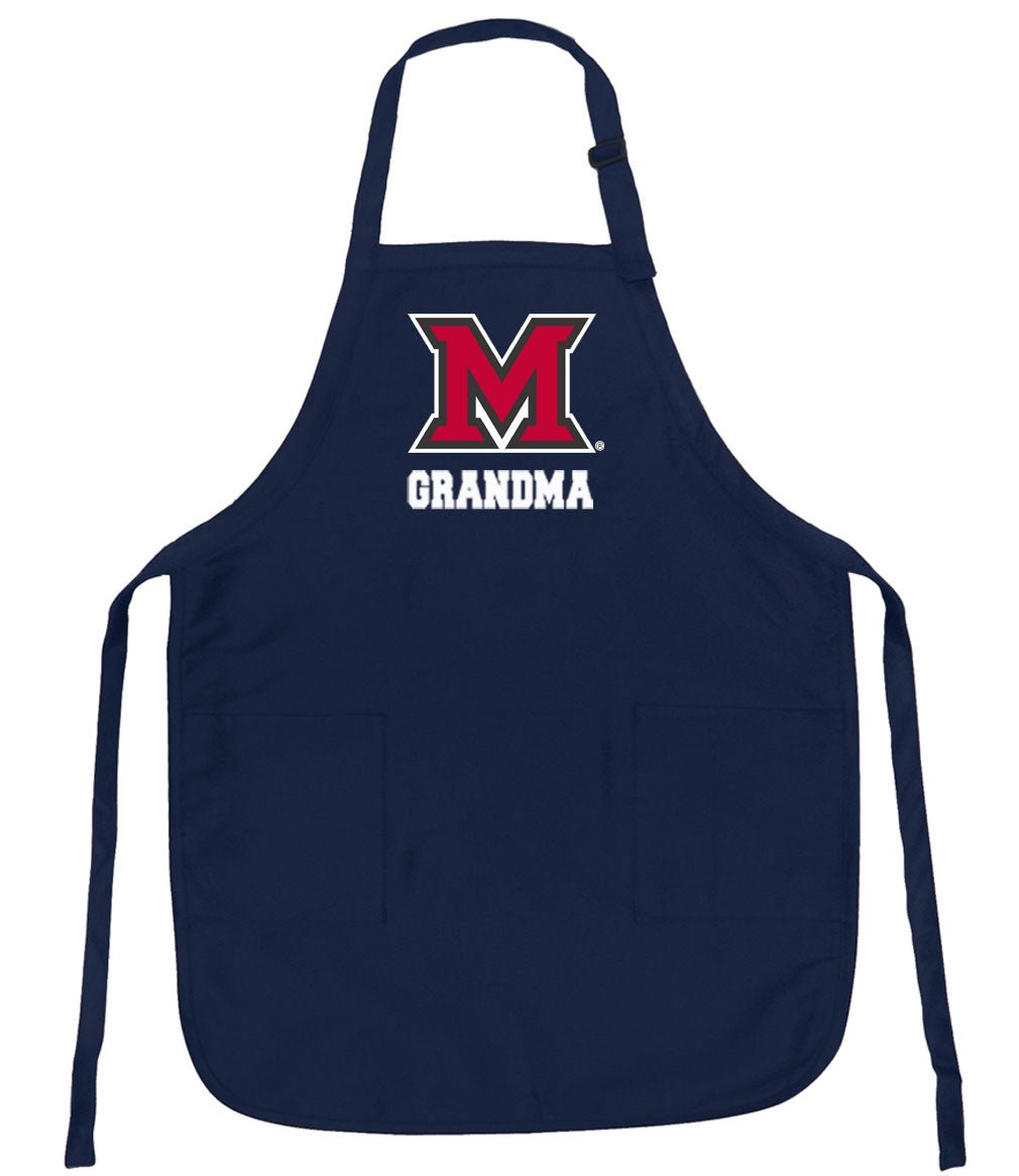Miami University Apron Official Miami Of Ohio Aprons - Stain Resistant Fabric Grandma on Navy