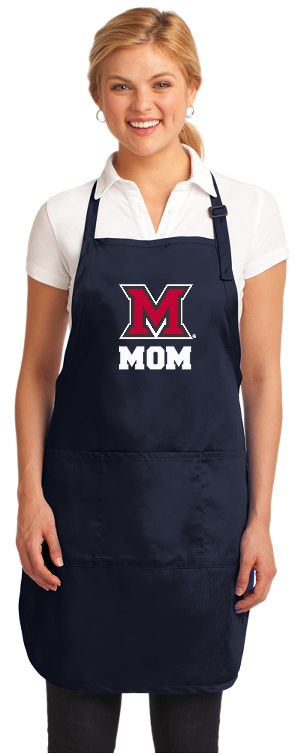 Miami University Apron Official Miami Of Ohio Aprons - Stain Resistant Fabric Mom on Navy