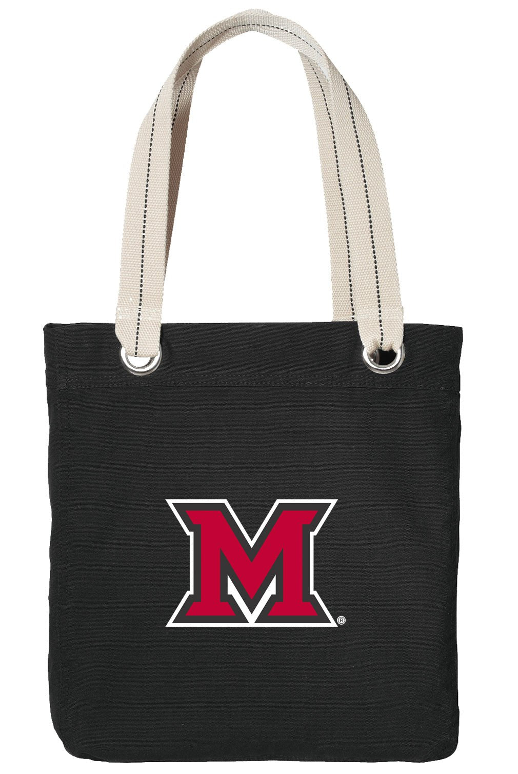 Miami University Tote Bag Miami of Ohio Deluxe Canvas Shoulder Bag Black