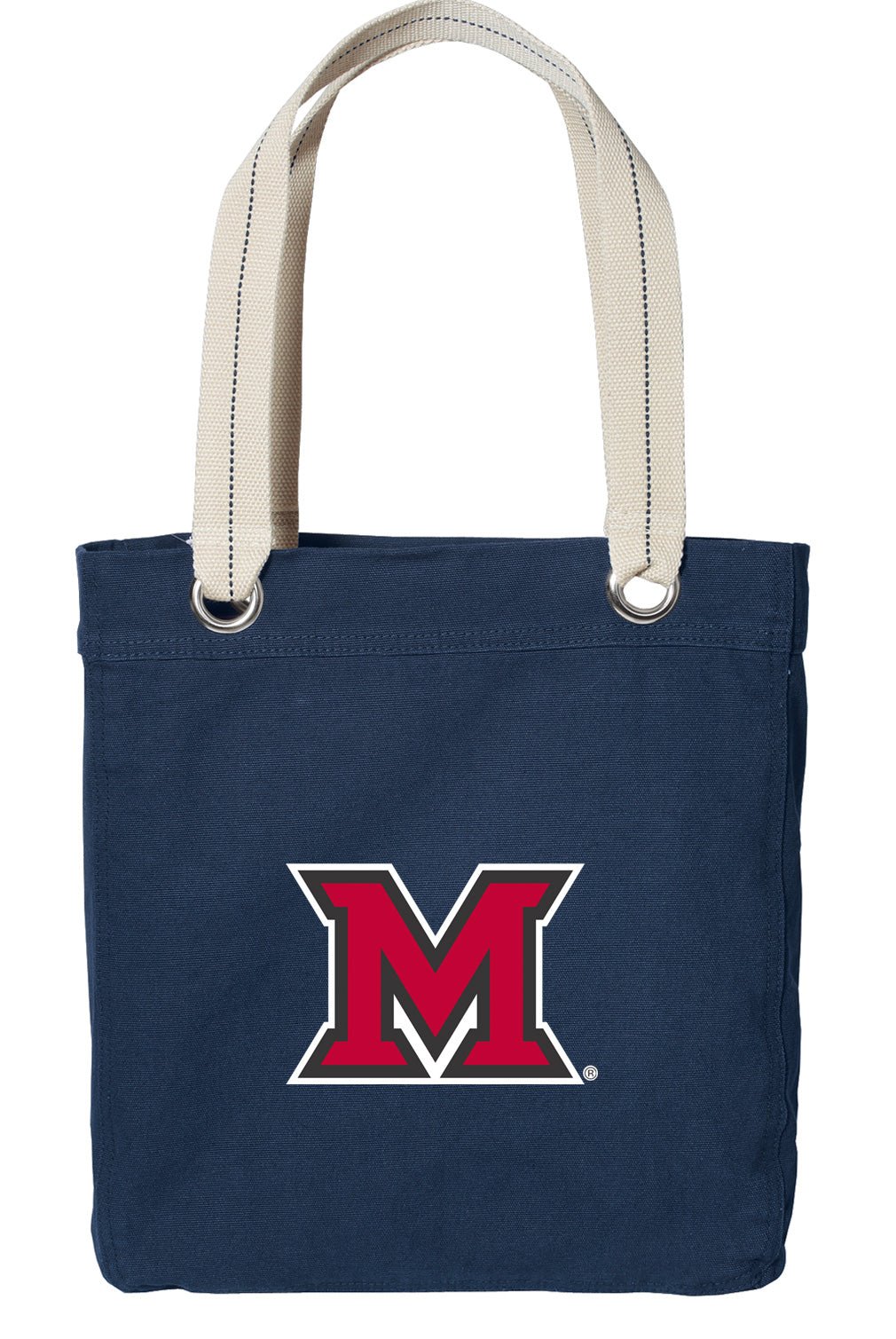 Miami University Tote Bag Miami of Ohio Deluxe Canvas Shoulder Bag Navy