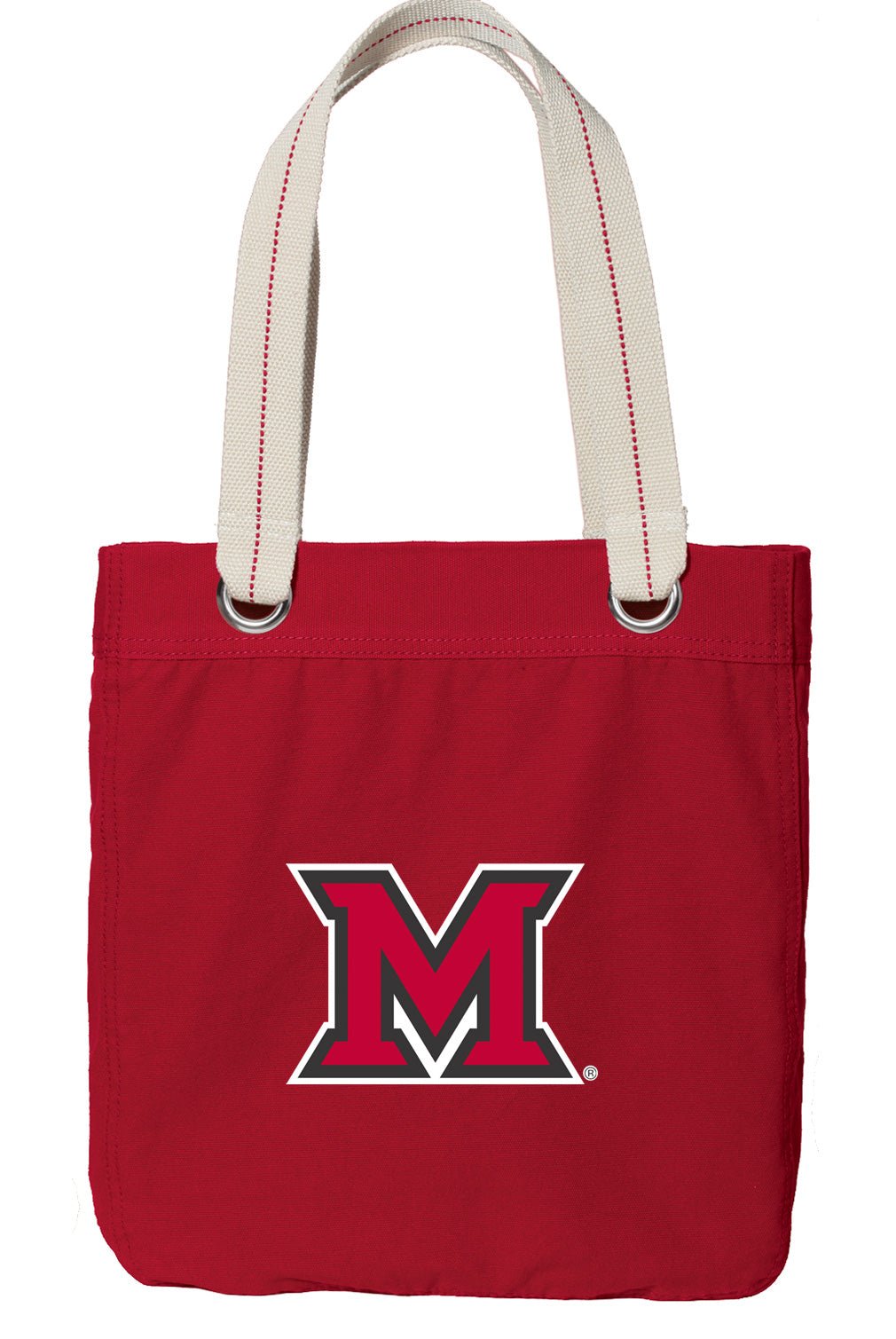Miami University Tote Bag Miami of Ohio Deluxe Canvas Shoulder Bag Red
